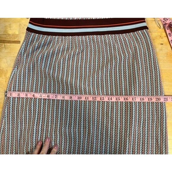 Tory Burch Knit Tank Dress Pre Fall 2016 Sz L Blue White Brown Orange Boho Retro - Picture 11 of 14